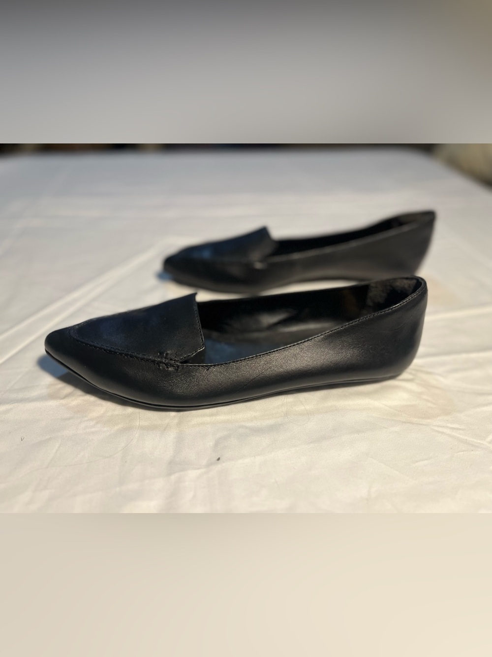 Lulu's Black Leather Pointed-Toe Loafers